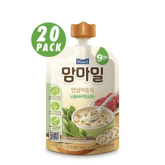 Maeil Mammameal 60 Pack Baby Food 9 Month (Spinach & Lotus Root Beef)  60 Packs ($2.85/Count)