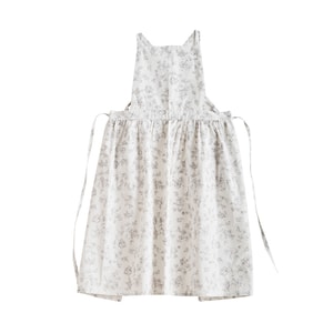 Korean Printed Apron Kitchen Apron Adjustable Lengthened Apron White 1PC