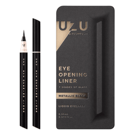 【日本最具人氣! COSME大賞】【日本直郵】日本熊野職人UZU by Flowfushi 持妝防水彩色不易暈染 黑色系列眼線液筆 金屬黑 0.55ml COSME大賞