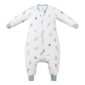 加拿大 Nest Designs 儿童婴儿0.6 长袖脚套睡衣竹皮马棉冰淇淋夏季款7-8岁