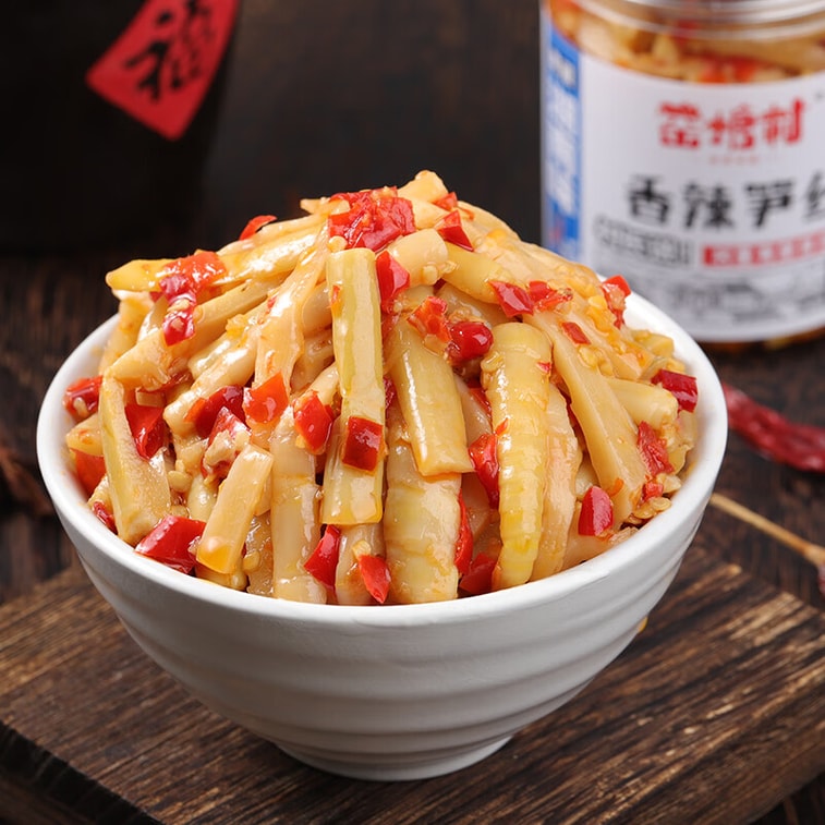 【中国直邮】   窑塘村湖南特产下饭菜辣椒酱开味菜竹笋剁椒咸菜脆爽拌面香辣笋丝280g 3