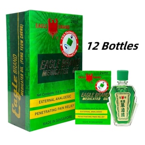 이글 브랜드 독일 약용 오일 24ml x 12병 - 근육통/목과 어깨 뻣뻣함, 염좌와 긴장을 빠르게 완화하고, 페퍼민트의 시원함이 진정시키고 혈액 순환을 촉진합니다. 통증 완화와 정신적 경계를 위해 외부에서 사용합니다.