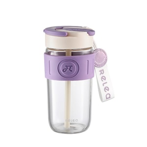 A coffee cup with a dual purpose high borosilicate glass precise scale of 520ml absolutely purple