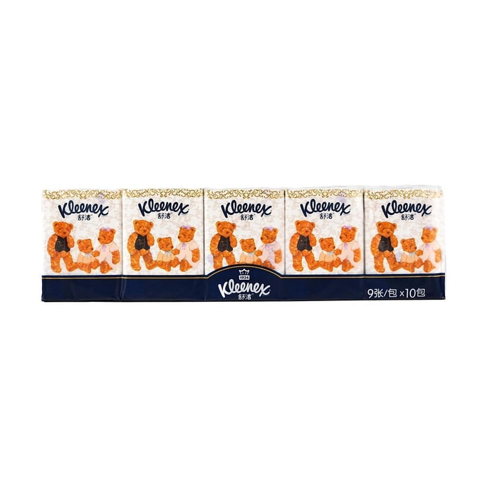 Kleenex Adorable Bear Pocket Tissues, 9 Sheets × 10 Packs