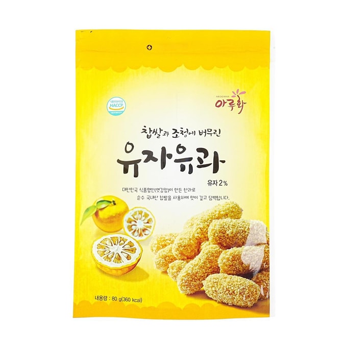 韓國DAMYANG 柚子米果 穀物糯米零食 80g