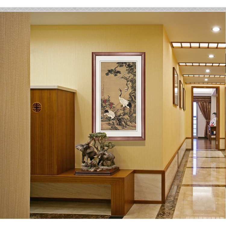 沈铨松鹤百鹤图 中国画 掛け軸 水墨画 和室 玄関 茶室 壁掛け 美術品