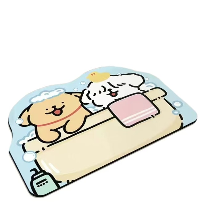 Line Dog Bathroom Mat Toilet Non-slip Diatom Mud Strong Water Absorption - A Bath 60*90cm 1Pc