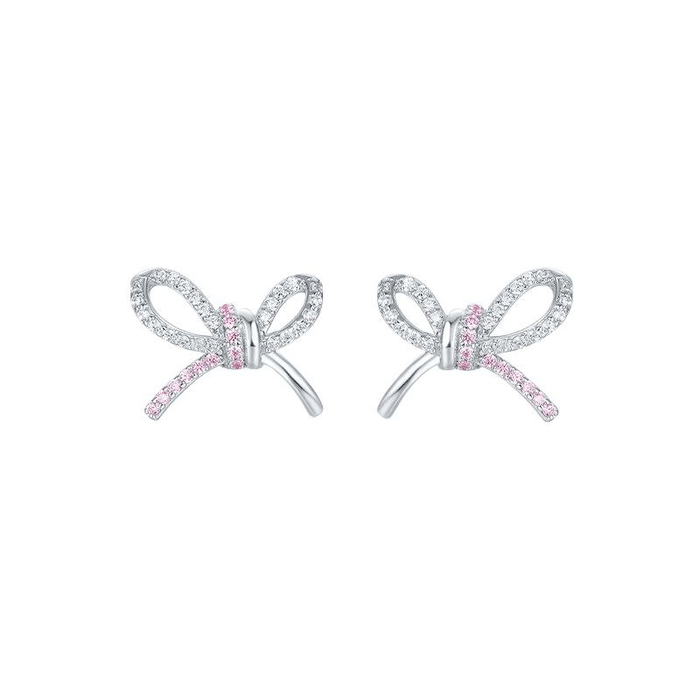 [중국 직배송] 저우류푸 여성용 은 리본 귀걸이, 고급스럽고 개성 있는 스타일, 여성의 날에 여자친구에게 선물하기 딱 좋아요 *1개