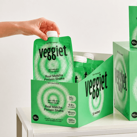 VEGGIET Plant-Based Protein Shake Real Matcha 1.59 oz*10 Packs Jeju Organic Matcha Pea Protein Chicory Root Fiber
