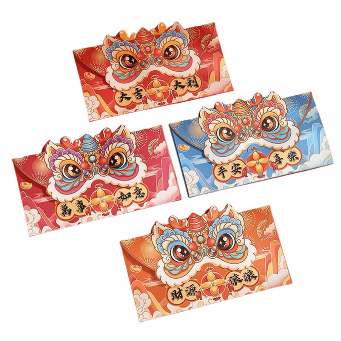 Chinese New Year Dragon Year Red Envelopes (4pcs/bag)
