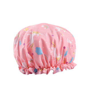 women's double layer shower cap waterproof bathing pink