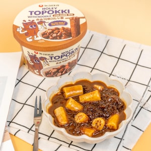Holey Topokki With Glass Noodle - Instant Rice Cake with Vermicelli , Jjajang Sauce Flavor , 4.52 oz 【Ready to Eat 】