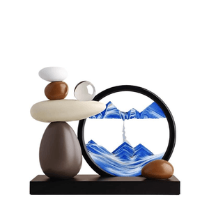 Bei Hanmei's Flowing Sand Painting Ornament With A Black Frame And A Green Cloud Rising Straight Up, 18cm Long