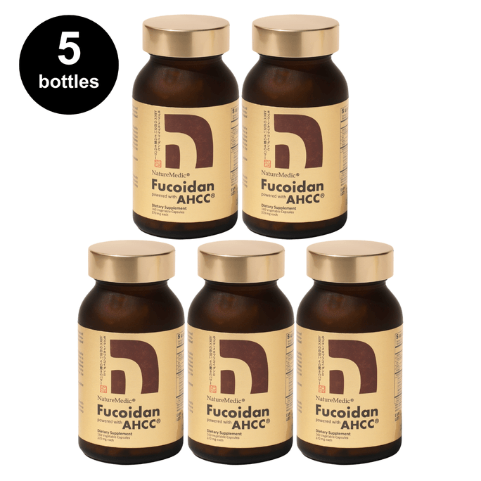 日本 自然醣 褐藻糖胶AHCC® 5瓶 每瓶160颗​ 天然免疫支持 两种褐藻糖胶与AHCC®完美结合 用于肝脏保护与免疫辅助 减少肝发炎反应 全面提升免疫力