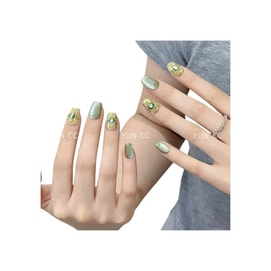 Pure handmade nail art high-quality finished cat's eye short nail patch mint lift XS10 pieces *1 box