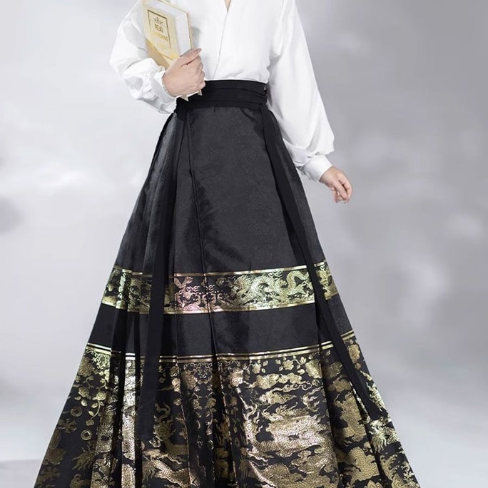 Spring And Summer National Style Ming Weaving Gold Horse Face Skirt