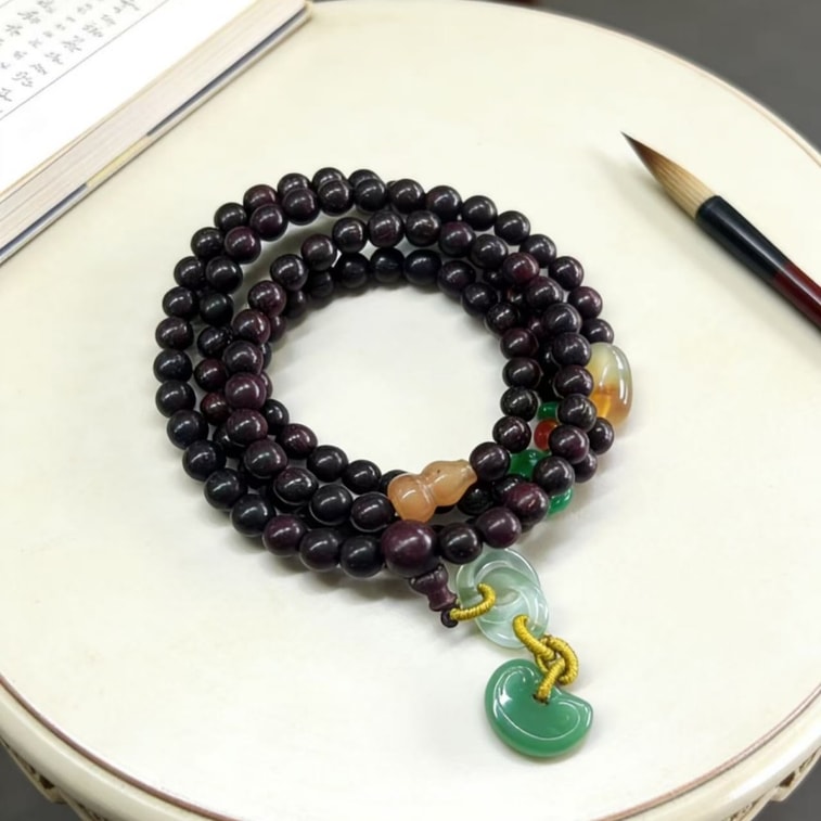 【諸事圓滿】三圈小葉紫檀手串 天然老料多寶佛珠手鍊 新中式國風百搭項鍊 男女同款盤玩文玩 3