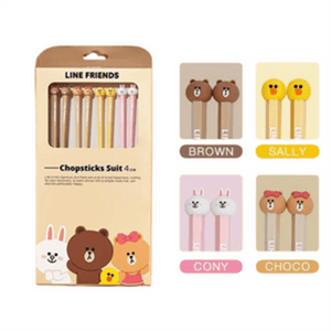 Brown Bear Alloy Chopsticks For Home Use, High-End, Antibacterial, Mold-Resistant, Non-Slip, Individual Cute Chopsticks For Kids, 4 Pairs Of Alloy Chopsticks - Full Color Range