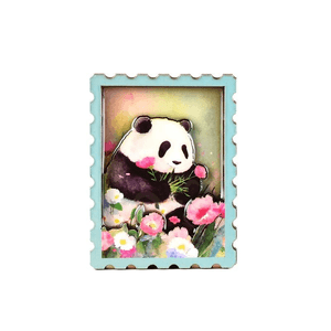 Chengdu Giant Panda Base Official Flower Wood Magnetic Refrigerator Sticker Meets Flowers, Enjoys 60 * 80mm
