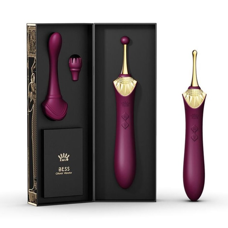 【赠送超爽润滑液】ZALO BESS女用双头按摩器棒 成人情趣用品玩具 紫红 5