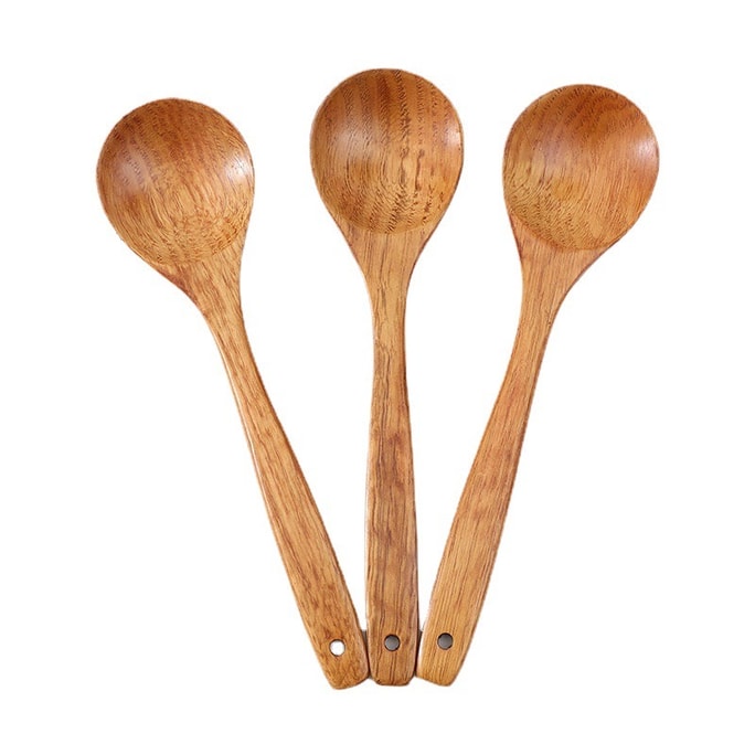 한국식 대형 나무 숟가락 [단품] 약간 얕은 대형 숟가락 31.8cm * 8cm 한국 드라마와 같은 스타일 나무 숟가락 나무 논스틱 팬 수프 죽 냄비 숟가락 (31.5x8cm)