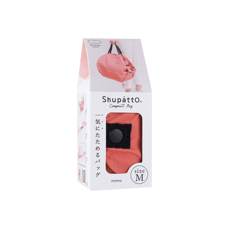 Shupatto Compact Foldable Shopping Bag, M Size, Pink, One-Pull Fold, Shoulder Handbag Dual-Use 6