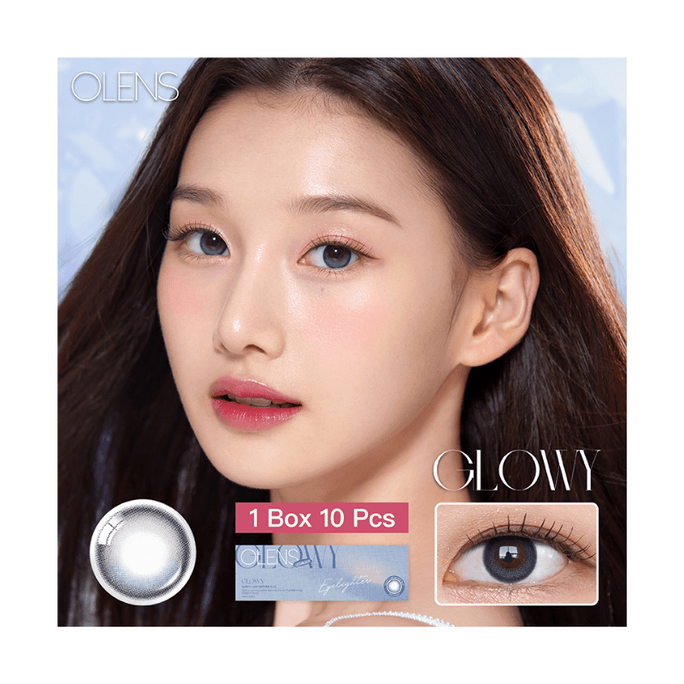 [中国直送] 韓国 O-LENS グローイサファイアブルー [グラスブルー] 1日使い捨てカラーコンタクトレンズ 小径 ナチュラル 10枚パック - 1.00(100)