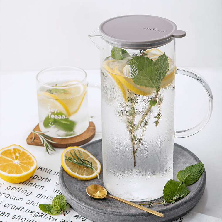 Pichet d'eau transparent en verre avec couvercle, 40,58 fl oz 5