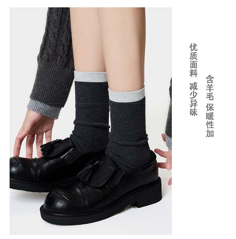 韩国 MIMIZ COLOR 韩系女士简约拼色 东大门甜美净版学院风-2双