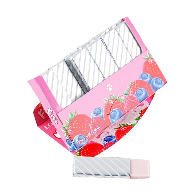 日本LOTTE樂天 FIT'S 貓爪口香糖 莓果味 12枚入 【清新口氣】 5