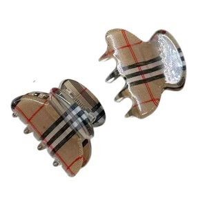 Retro plaid small bangs clip, high-end hairpin side clip, sweet acetate hair claw, princess hair claw accessory, 1 pair