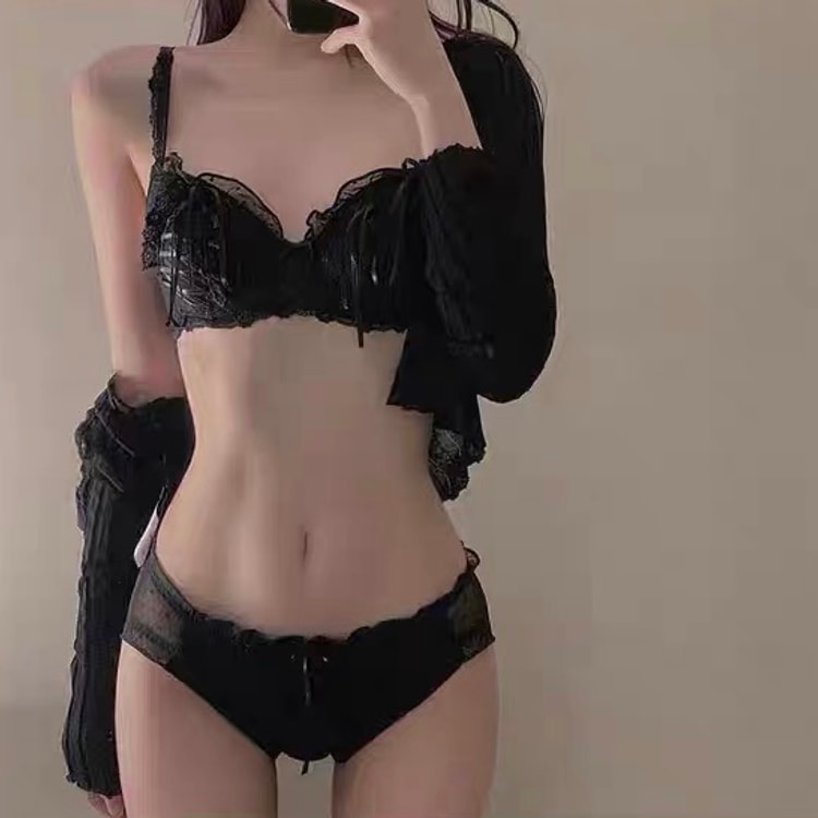 NEW YORKBella's Fantasy Angela Wireless Padded Push up Sexy Ballerina  Lingerie Set Bra+Panty Black 34/75AB - Yami.com