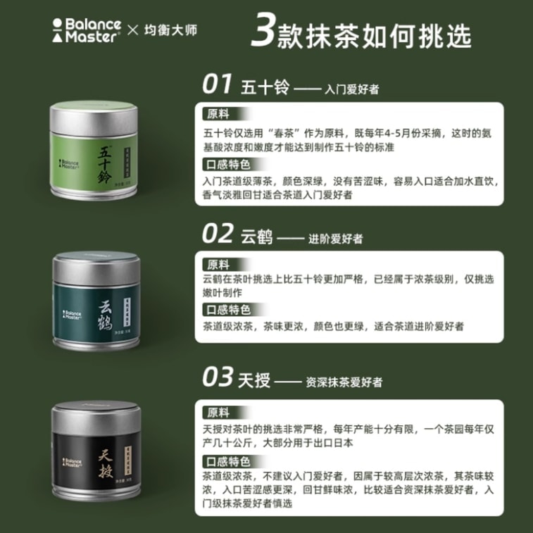 【中国直邮】 均衡大师 五十铃有机抹茶粉 无添加糖 国标一级纯浓茶 烘焙拿铁冲饮 30g/瓶