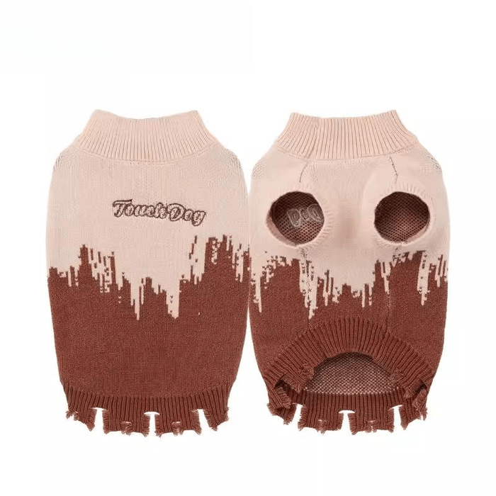[중국 직배송] TOUCHDOG 일본 가을/겨울 강아지/고양이용 스웨터, 조끼 및 따뜻한 반려동물 의류 (카라멜 모카 색상, S 사이즈)
