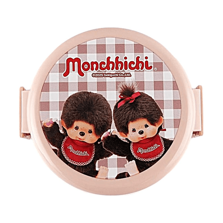Monchhichi Round Double-Layer Lunch Box with Fork【Microwave Safe】【Compact Storage】 5
