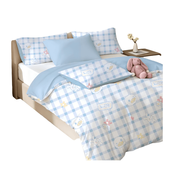 Disposable Four-piece Bedding Set With Duvet Cover And Pillowcases For Train Sleeper Or Hotel King Bed [Vacuum Compressed, Sterilized, Keeps Clean] Gege Duck*1 Set