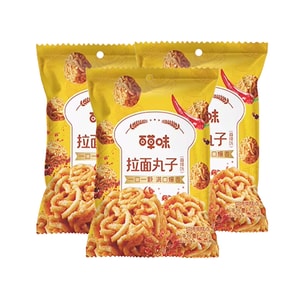 【中国直邮】 百草味 拉面丸子 麻辣味 50g*3袋 干脆面 童年小吃 点心 充饥 零食