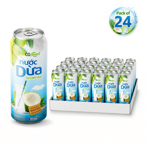 CG FOOD Coconut Water With Pulp, 16.57 fl oz Cans, Pack Of 24