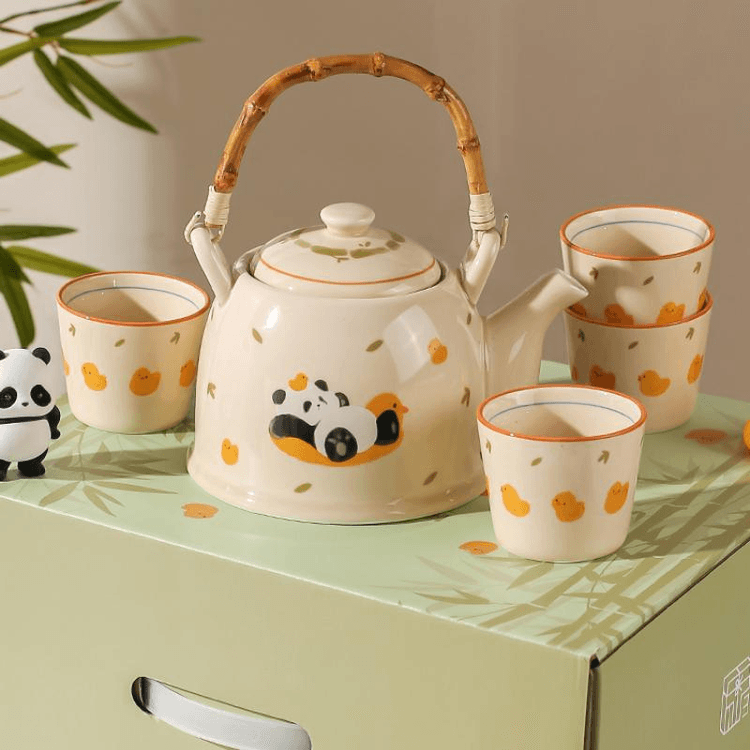 Chuandao House Panda Teapot Tea Pot Home Tea Cup Gift Box Cup Set