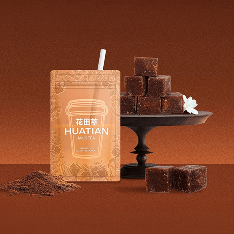HUATIAN Roasted Brown Sugar Instant Milk Tea, 4.94 oz 【0 Sugar