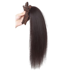 Simulated Natural Claw‑Clip Ponytail Wig Leopard‑Print Bow Ponytail【Dark Brown】 1 Piece Waterfall Half‑Up High Ponytail Hair Accessory Wig Braid Ponytail