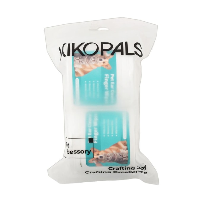 KIKOPALS 宠物洁耳湿巾指套 宠物湿巾清洁耳朵 100 pcs 两罐装