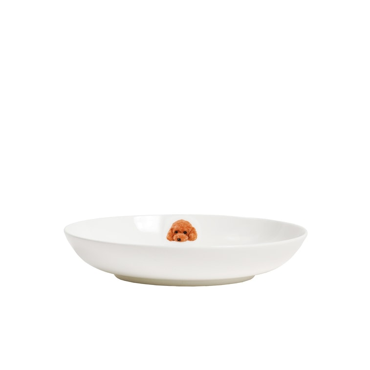  Pet Portrait Porcelain Side Print 8” Plate Set - Poodle(Red) 4