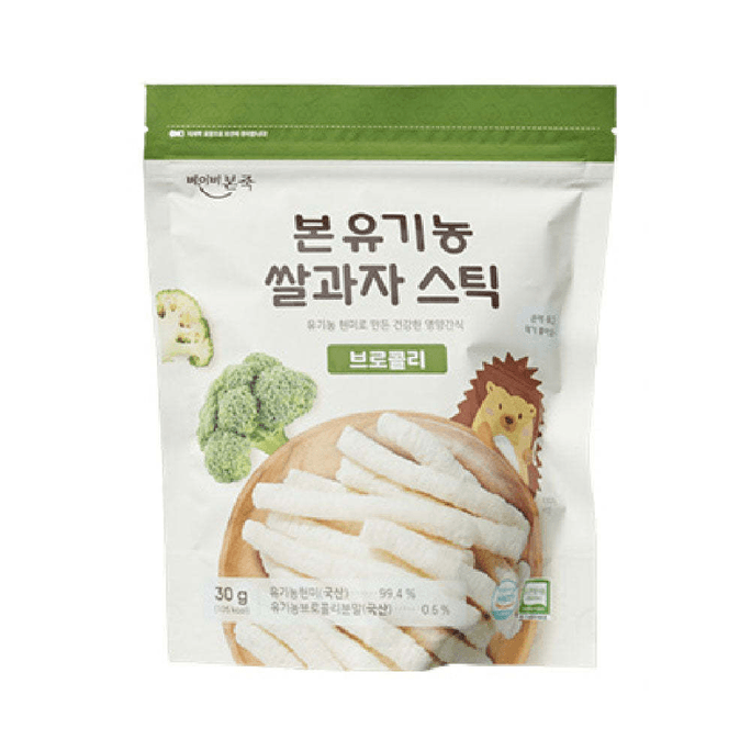 베이비본죽 유기농 쌀과자 스틱 브로콜리 30g 