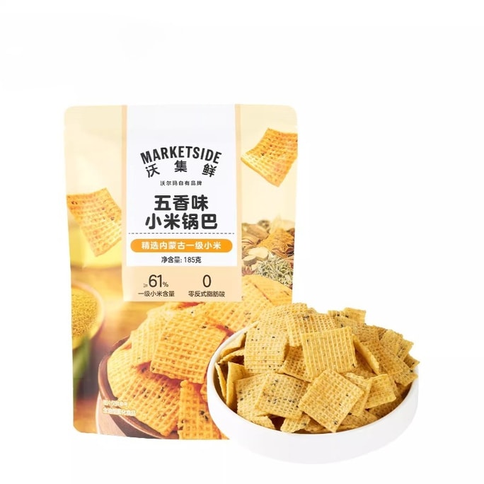 沃集鮮 五香小米鍋巴膨化休閒零食185g/袋