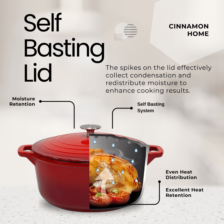 美國 西納蒙 鑄鐵琺瑯鍋27cm (6QT) 經典漸變紅 家用多功能燉盅燜燒煮燉煲鍋 天然微壓 細煮慢燉 不挑爐灶 3