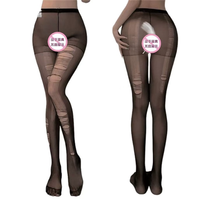 Sexy stockings from Europe and America thin and transparent tear off black 1 pair