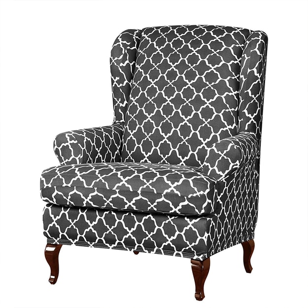 Subrtex 2pcs Cloud Pinted Wingback Chair Slipcovers Wing Chair Armchair Covers Furniture Protector Gray Yamibuy Com