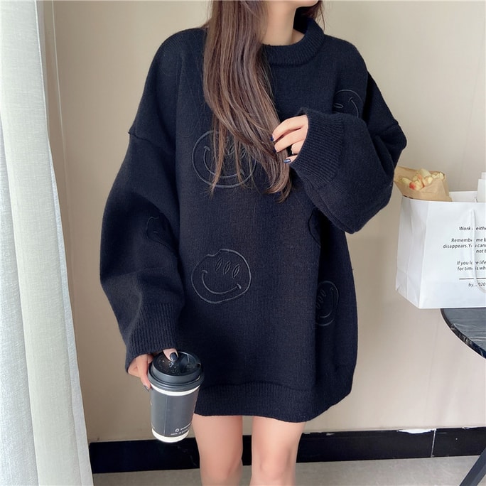 LOBQ Lazy style autumn and winter new sweater loose top thickened mid-length sweater