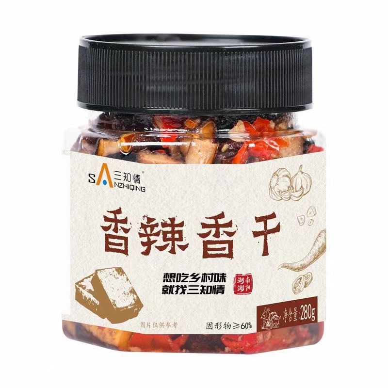 【中国直邮】  三知情 香辣香干湖南特产卤豆干开胃菜下饭菜280g1瓶